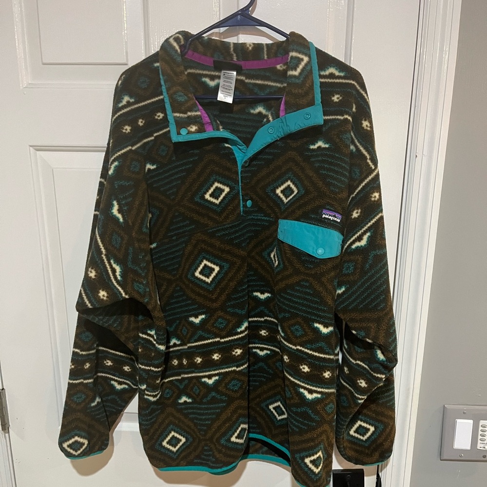 Patagonia Synchilla Long Sleeve 1/4 Button Up Pullover Men Size XL Rare Colorway